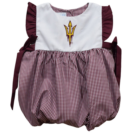 Arizona State Sun Devils Embroidered Maroon Gingham Girls Bubble