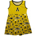 Appalachian State Mountaineers Sleeveless Tank Dress Girls Gold Repeat Print Hand Sketched Vive La Fete Impressions