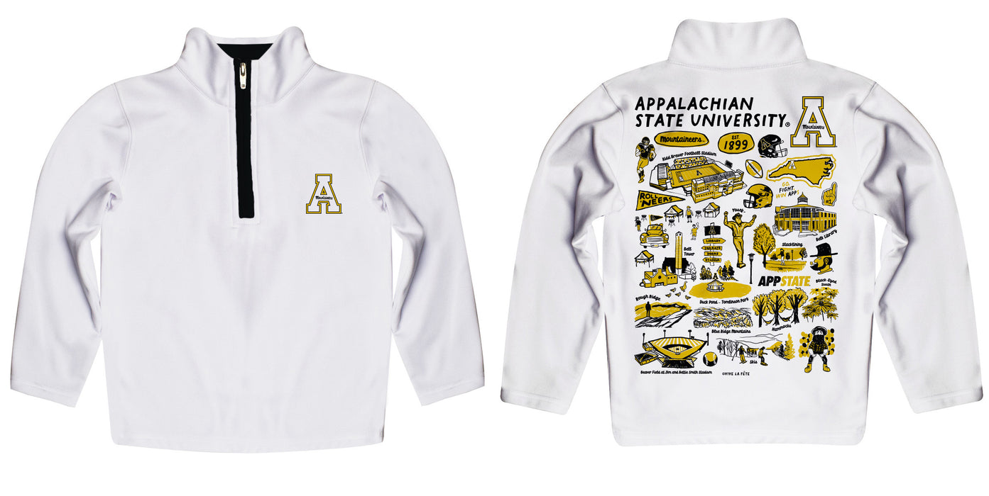 Appalachian State Mountaineers Vive La Fete Impressions Artwork White Boys Quarter Zip Pullover V1