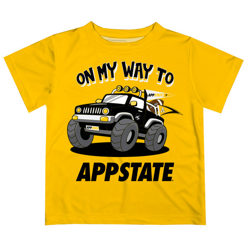 Appalachian State Mountaineers  Vive La Fete Monster Truck Boys Game Day Gold Short Sleeve Tee