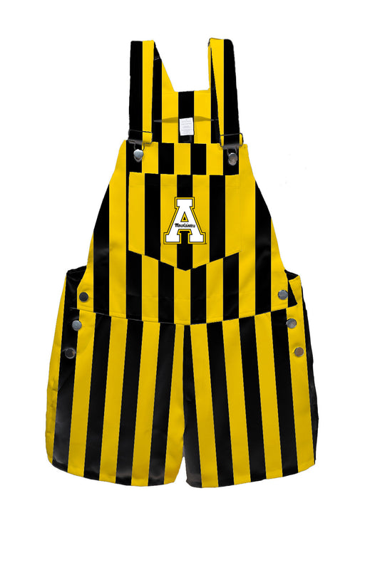 Appalachian State Mountaineers Vive La Fete Gold Black Stripes Logo Womens Overall Short Team Bibs