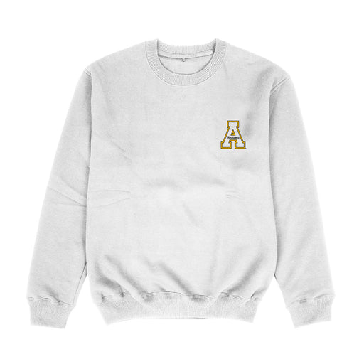 Appalachian State Mountaineers Hand Sketched Vive La Fete Impressions Artwork Womens  White Crewneck Sweatshirt