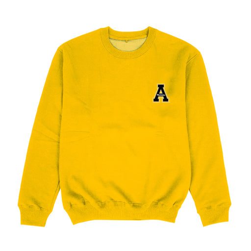 Appalachian State Mountaineers Hand Sketched Vive La Fete Impressions Artwork Womens  Gold Crewneck Sweatshirt