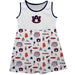 AuburN Tigers Sleeveless Tank Dress Girls White Logo and Repeat Print Hand Sketched Vive La Fete Impressions Artwork