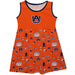 Auburn Tigers Sleeveless Tank Dress Girls Orange Logo and Repeat Print Hand Sketched Vive La Fete Impressions Artwork