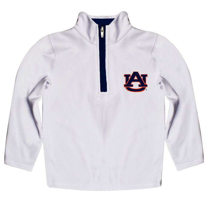 Auburn University Tigers Hand Sketched Vive La Fete Impressions Artwork White Quarter Zip Pullover V1