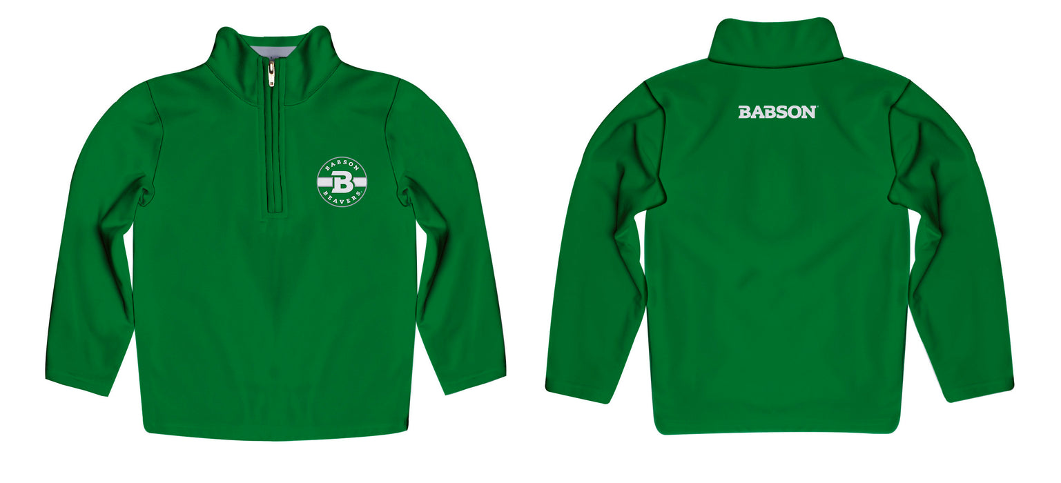 Babson College Beavers Vive La Fete Logo and Mascot Name Womens Green Quarter Zip Pullover - Vive La Fête - Online Apparel Store