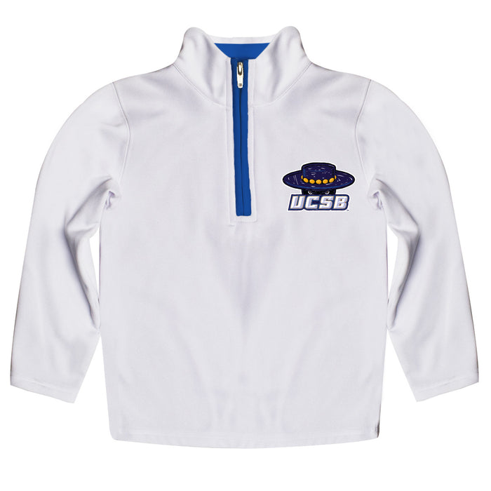 UC Santa Barbara Gauchos UCSB Hand Sketched Vive La Fete Impressions Artwork  White Quarter Zip Pullover V1