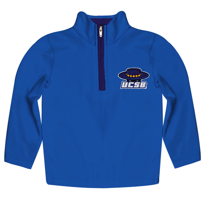 UC Santa Barbara Gauchos UCSB Hand Sketched Vive La Fete Impressions Artwork  Blue Quarter Zip Pullover V1