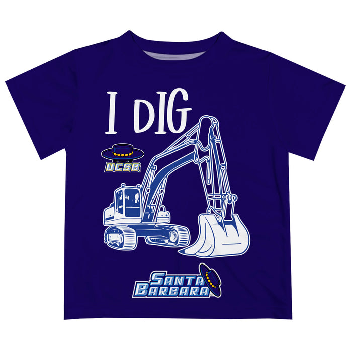 UC Santa Barbara Gauchos UCSB Vive La Fete Excavator Boys Game Day Blue Short Sleeve Tee