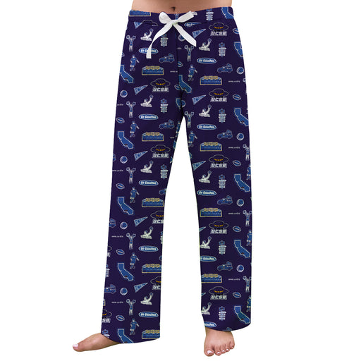 UC Santa Barbara Gauchos UCSB Repeat Print Hand Sketched Vive La Fete Impressions Artwork Womens  Purple  Lounge Pants