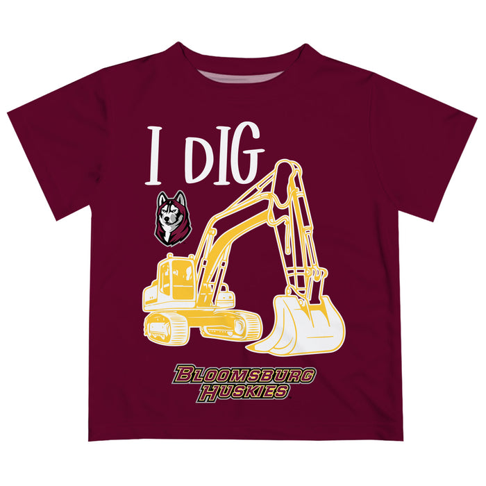 Bloomsburg University of Pennsylvania Huskies BU Vive La Fete Excavator Boys Game Day Maroon Short Sleeve Tee