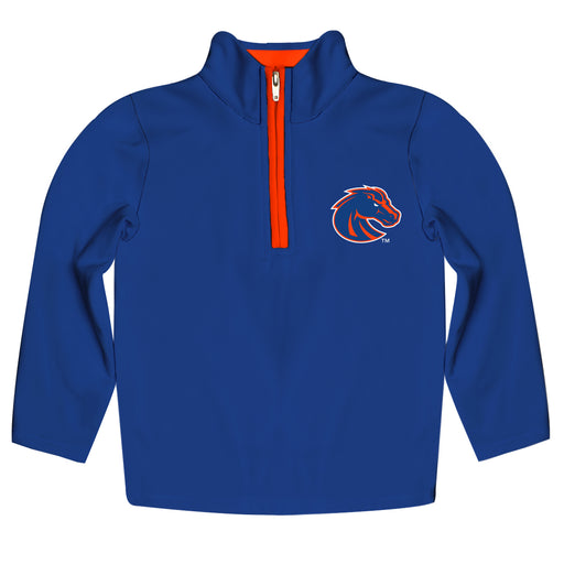 Boise State University Broncos Hand Sketched Vive La Fete Impressions Artwork  Blue Quarter Zip Pullover V1