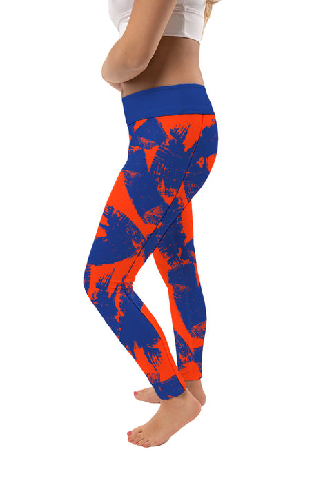 Boise State University Broncos Vive La Fete Paint Brush Logo on Waist Women Blue Yoga Leggings - Vive La Fête - Online Apparel Store