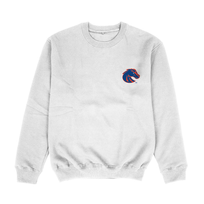 Boise State University Broncos Hand Sketched Vive La Fete Impressions Artwork Womens  White Crewneck Sweatshirt