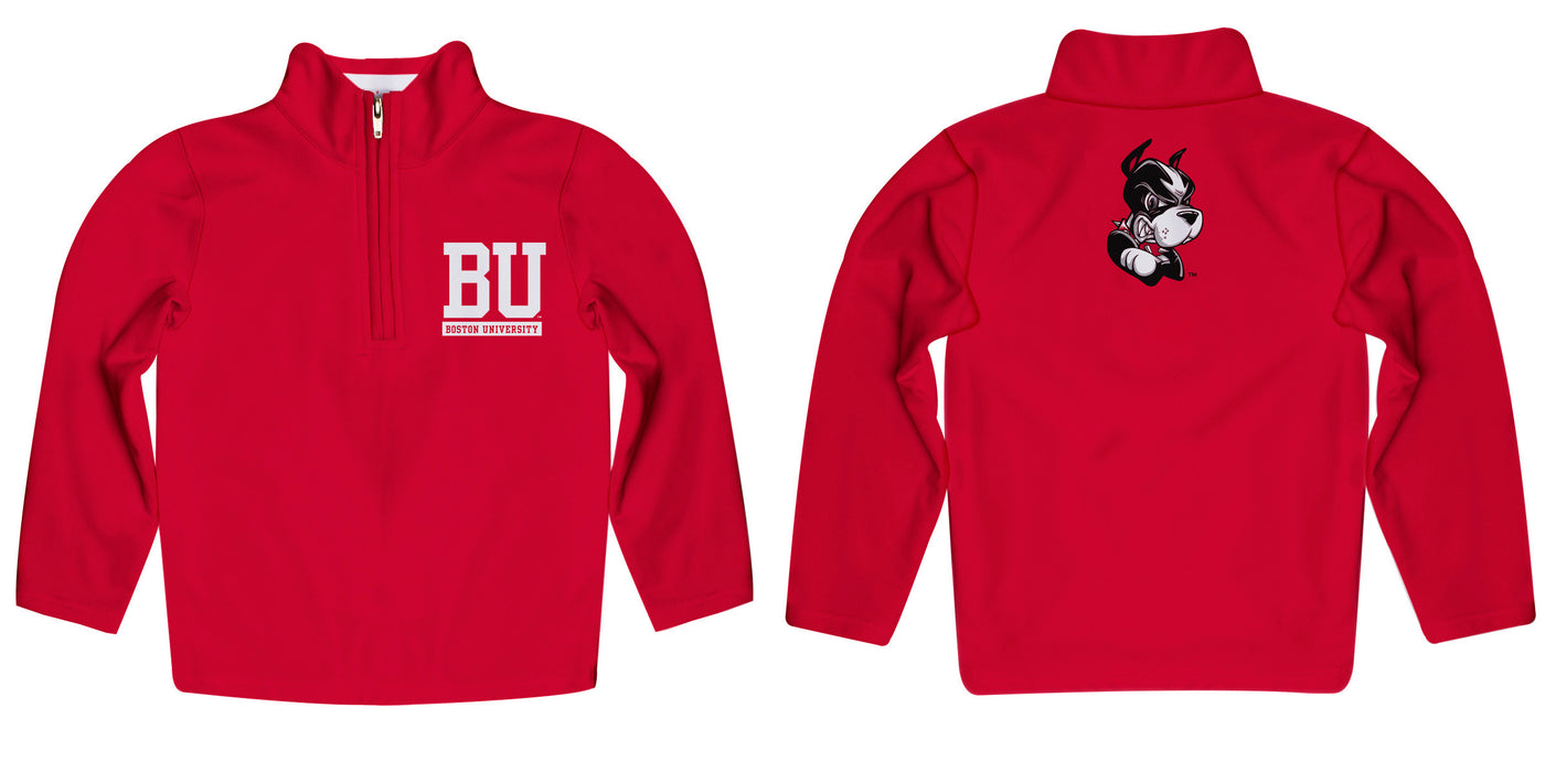 Boston University Vive La Fete Game Day Solid Red Quarter Zip Pullover Sleeves