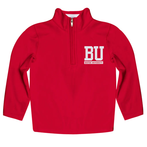 Boston University Vive La Fete Game Day Solid Red Quarter Zip Pullover Sleeves