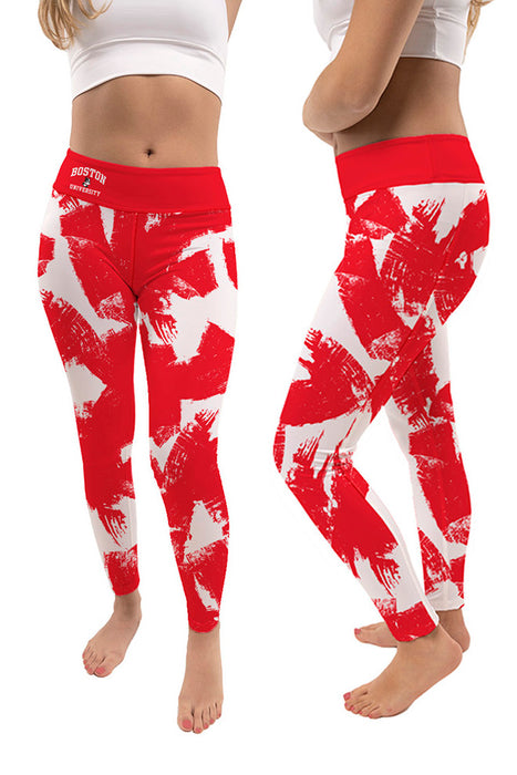 Boston University Vive La Fete Paint Brush Logo on Waist Women Red Yoga Leggings - Vive La Fête - Online Apparel Store