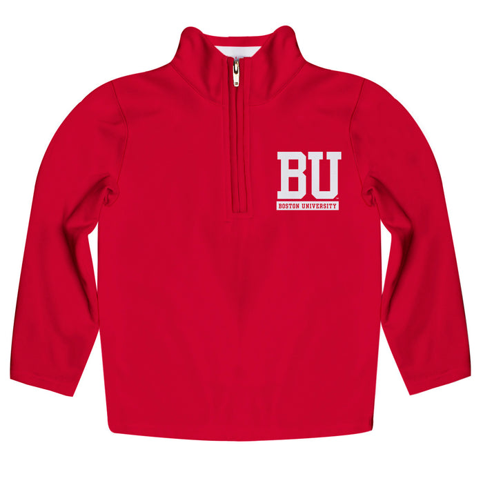 Boston Terriers BU Vive La Fete Logo and Mascot Name Womens Red Quarter Zip Pullover