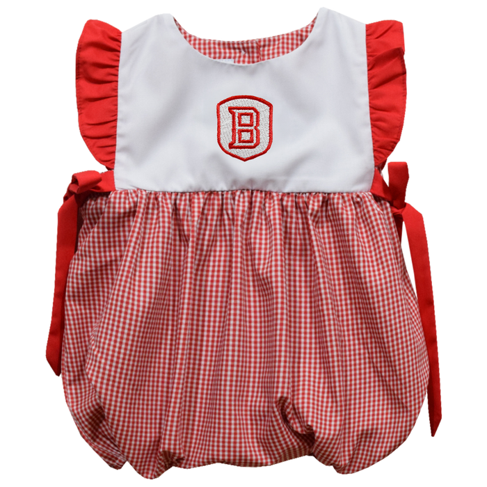 Bradley University Braves Embroidered Red Gingham Short Sleeve Girls Bubble