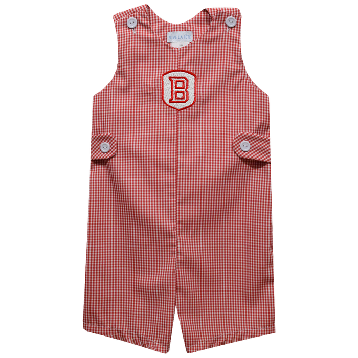 Bradley University Braves Embroidered Red Gingham Boys Jon Jon