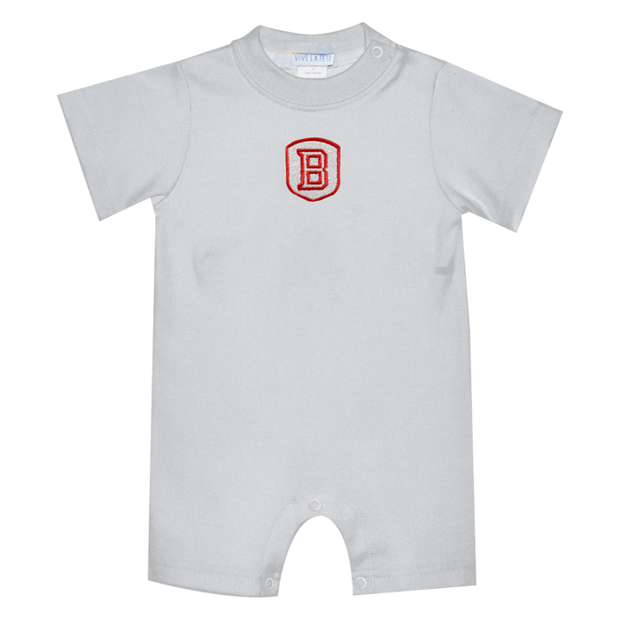 Bradley University Braves Embroidered White Knit Short Sleeve Boys Romper