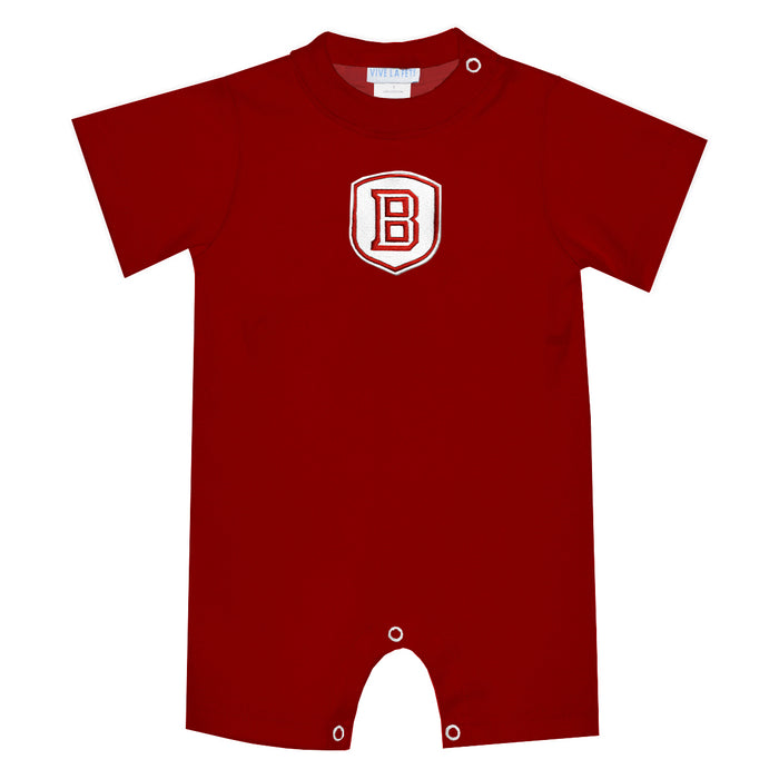 Bradley University Braves Embroidered Red Knit Short Sleeve Boys Romper