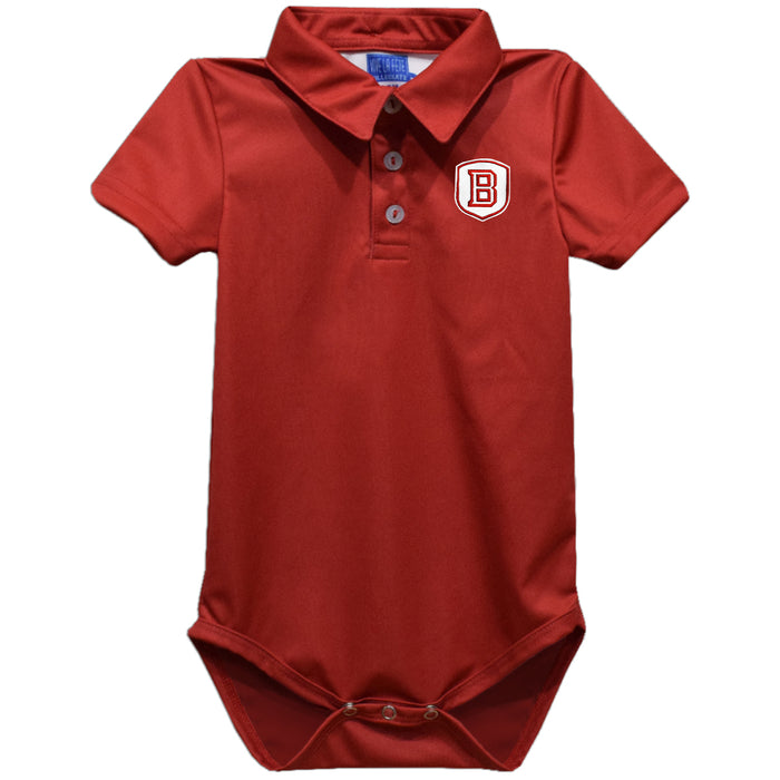 Bradley University Braves Embroidered Red Solid Knit Polo Bodysuit