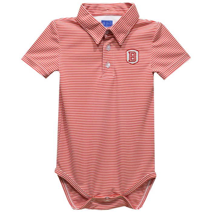 Bradley University Braves Embroidered Red Stripe Knit Polo Bodysuit