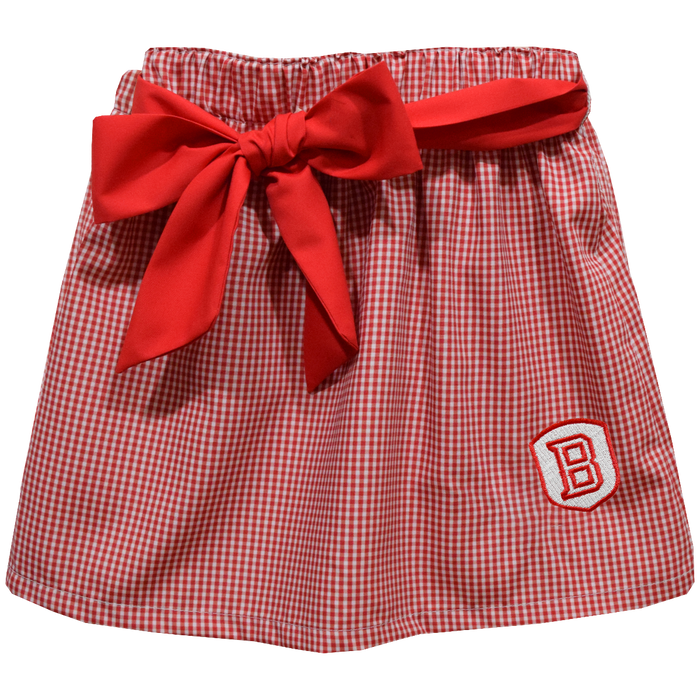 Bradley University Braves Embroidered Red Gingham Skirt With Sash