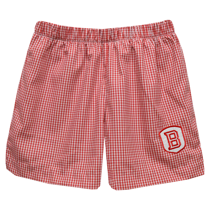 Bradley University Braves Embroidered Red Gingham Pull On Short