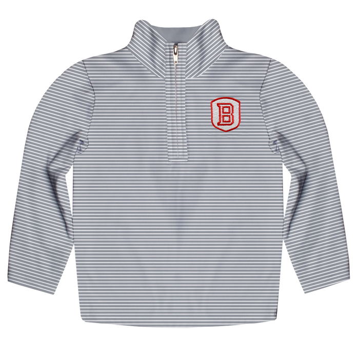 Bradley University Braves Embroidered Kids Gray Stripes Quarter Zip Pullover