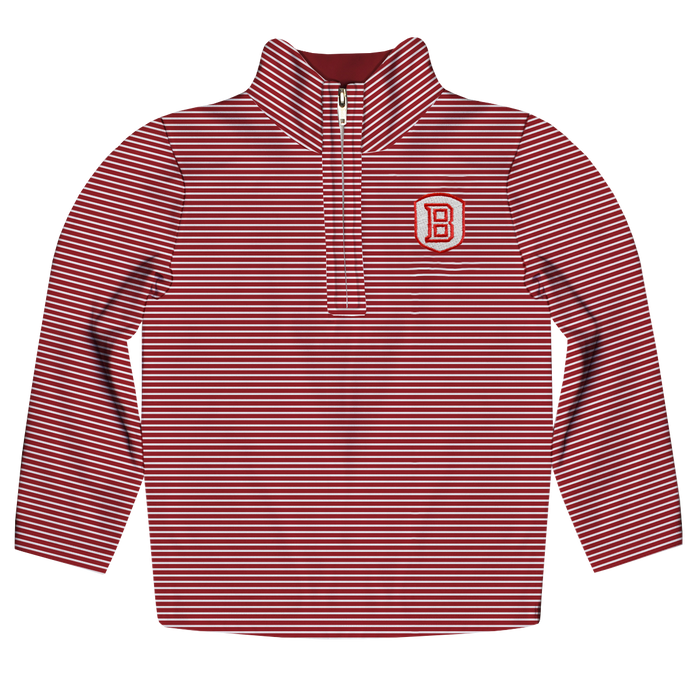 Bradley University Braves Embroidered Kids Red Cardinal Stripes Quarter Zip Pullover