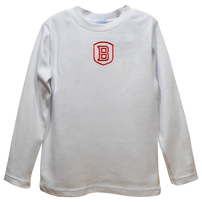 Bradley University Braves Embroidered White Long Sleeve Boys Tee Shirt