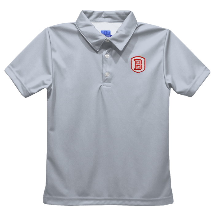 Bradley University Braves Embroidered Gray Short Sleeve Youth Polo Box Shirt