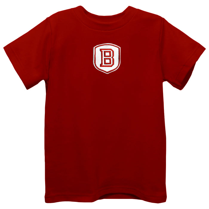 Bradley University Braves Embroidered Red knit Short Sleeve Boys Tee Shirt