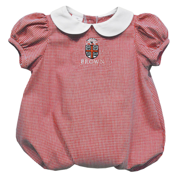 Brown University Bears Embroidered Cardinal Red Girls Baby Bubble Short Sleeve