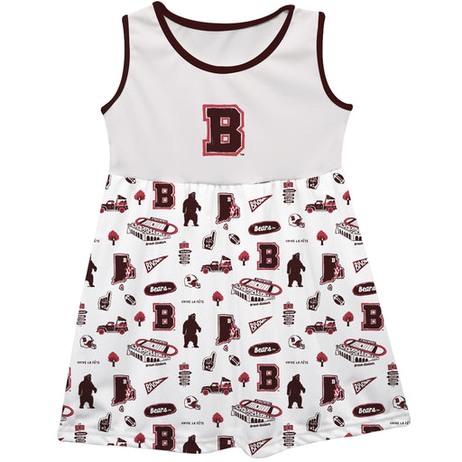 Brown University Bears Sleeveless Tank Dress Girls White Repeat Print Hand Sketched Vive La Fete Impressions