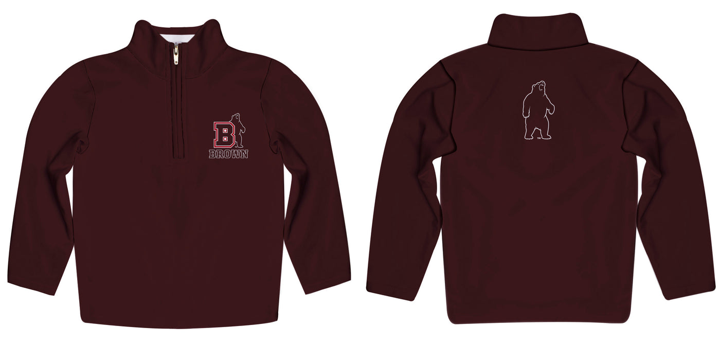 Brown University Bears Vive La Fete Game Day Solid Brown Quarter Zip Pullover Sleeves