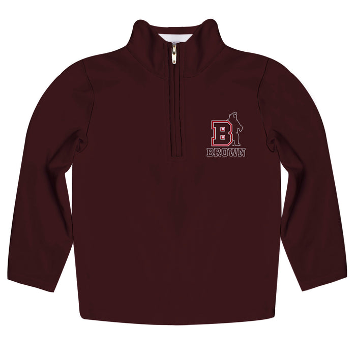 Brown University Bears Vive La Fete Game Day Solid Brown Quarter Zip Pullover Sleeves