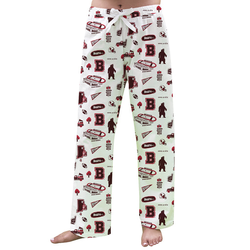 Brown University Bears Repeat Print Hand Sketched Vive La Fete Impressions Artwork Womens  White  Lounge Pants