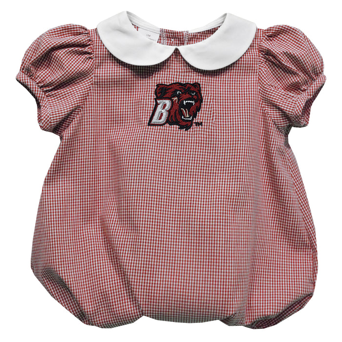 Bridgewater State University Bears BSU Embroidered Red Girls Baby Bubble Short Sleeve