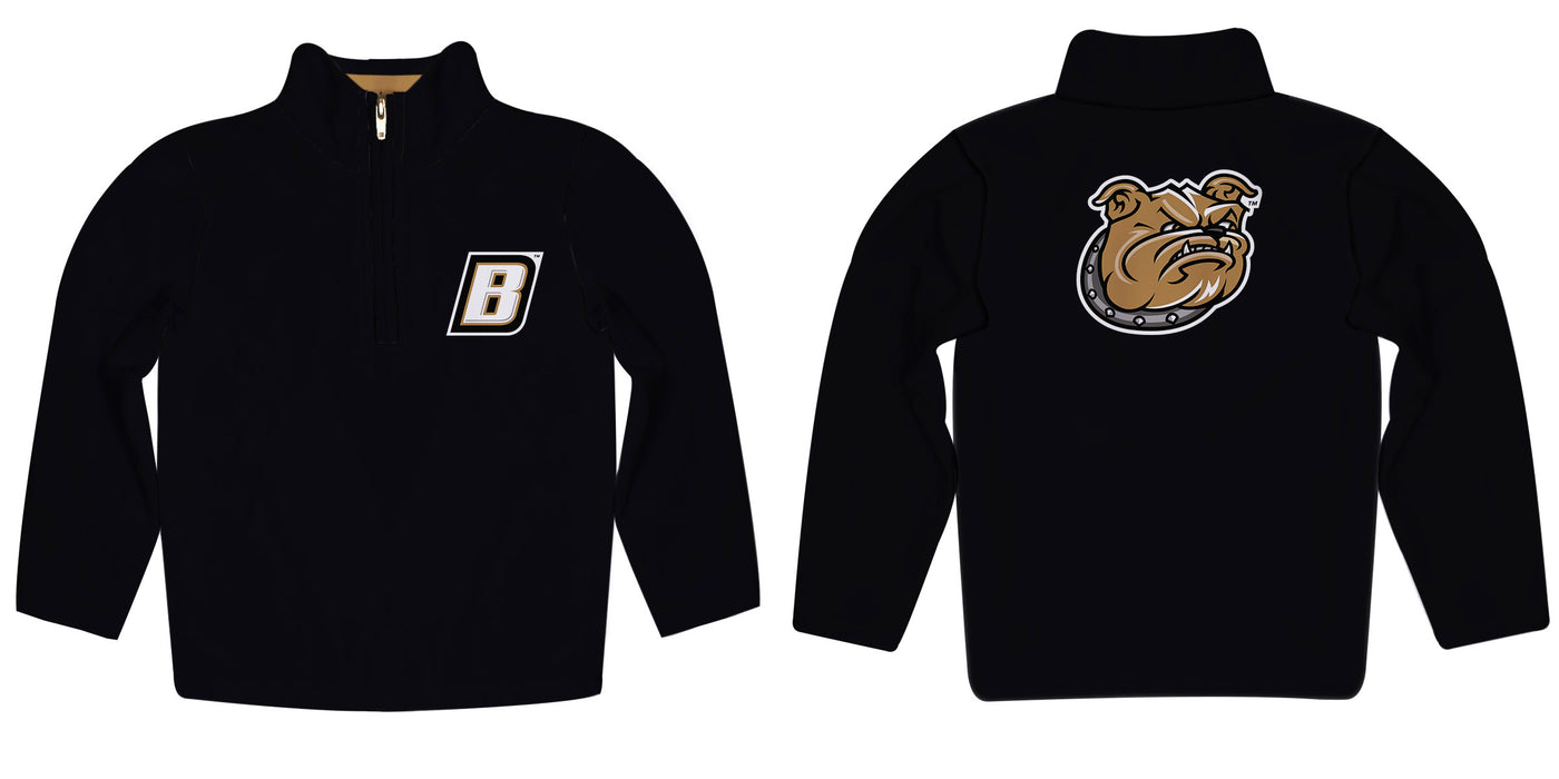 Bryant University Bulldogs Vive La Fete Game Day Solid Black Quarter Zip Pullover Sleeves