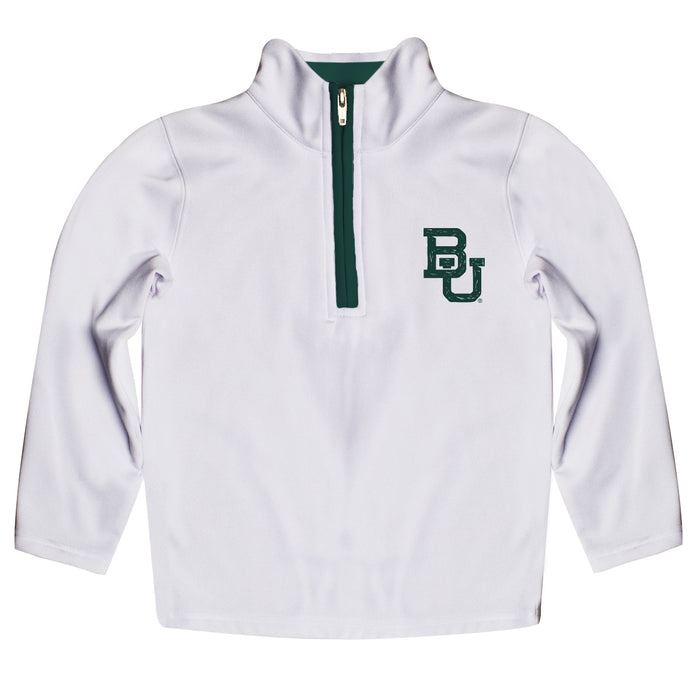 Baylor Bears Hand Sketched Vive La Fete Impressions Artwork  White Quarter Zip Pullover V1