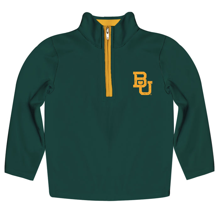 Baylor Bears Hand Sketched Vive La Fete Impressions Artwork  Green Quarter Zip Pullover V1