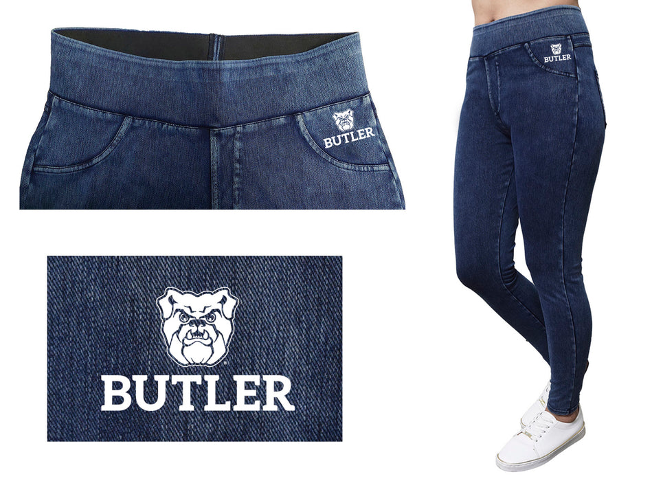 Butler Bulldogs Vive La Fete Game Day Collegiate Logo on Fake Pocket Women Blue Jeggings