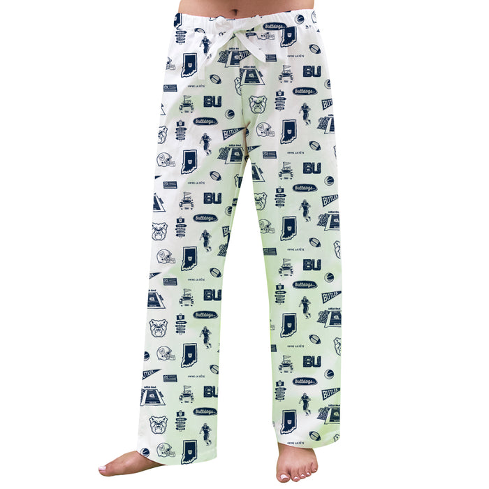 Butler Bulldogs Repeat Print Hand Sketched Vive La Fete Impressions Artwork Womens  White  Lounge Pants