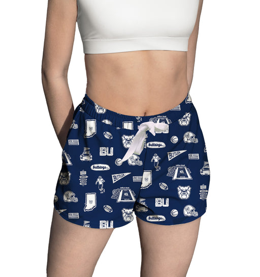 Butler Bulldogs Repeat Print Hand Sketched Vive La Fete Impressions Artwork Womens Blue Lounge Shorts