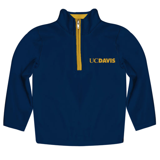 UC Davis Aggies Hand Sketched Vive La Fete Impressions Artwork  Blue Quarter Zip Pullover V1