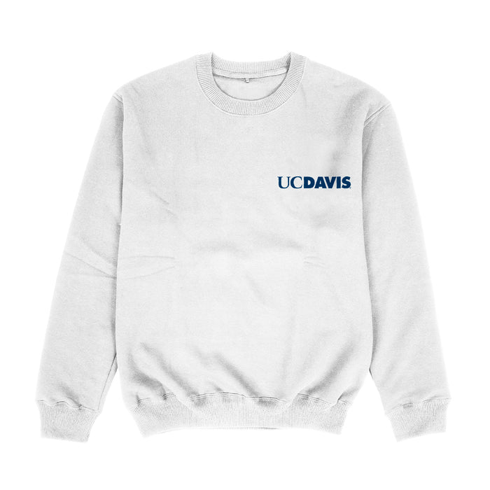 UC Davis Aggies Hand Sketched Vive La Fete Impressions Artwork Womens  White Crewneck Sweatshirt